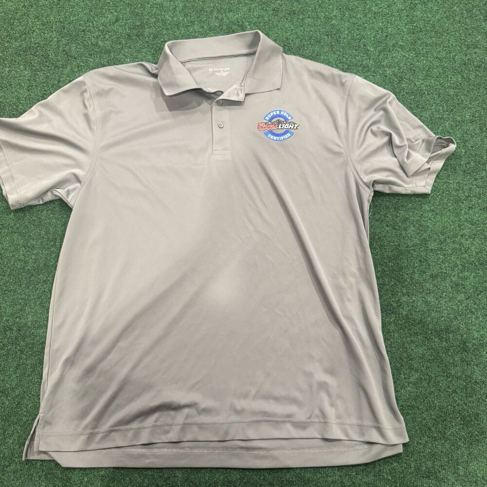 Coors Light Super Cold Certified Polo Shirt XL Gray Harriton Beer Promo Brewery